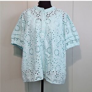 J Crew Mint Green Cut Out Detail Top Size 3x